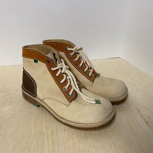 Kickers Size 8 Women's Kick Col Boots Leather • Retro Look • Lace Up • Funky